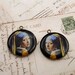 Photo Pendant, Altered Art Pendant, Brass Pendant, Resin Pendant - Johannes Vermeer - GIRL WITH a PEARL Earring - 2 Pendants