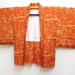 Vintage silk kimono haori - Pumkin orange and butter yellow