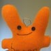 Contented Little Bacon Bunny, Orange Fleece, Hangable