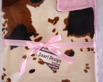 Cowgirl cow spots country western boutique baby blanket