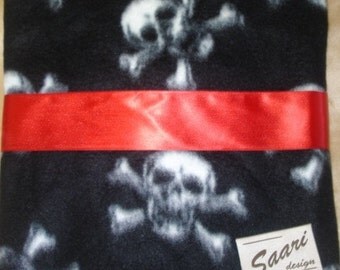 skull and crossbones fleece and satin punk baby blanket