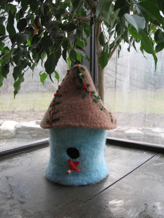 Felted Wool Bird House by greenmountain on Etsy