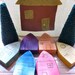 Wood rainbow houses with trees