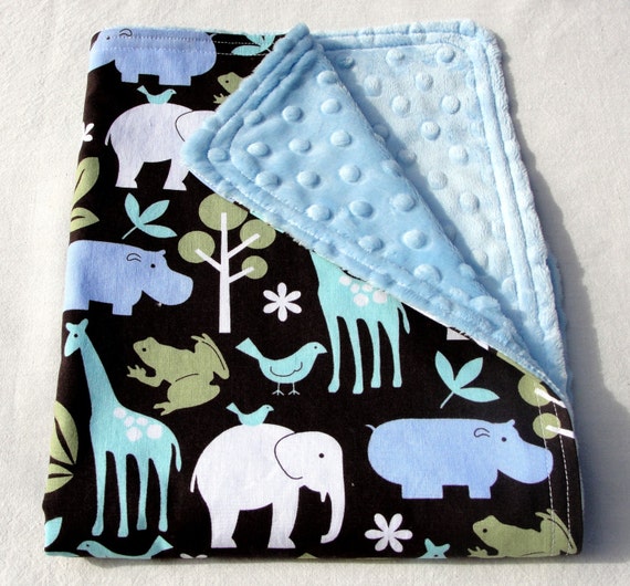 Items similar to Baby Boy Security Blanket - Minky Dot - Urban Zoology ...