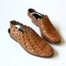 vintage 1970's SCALLOP EDGE woven perforated leather sandals