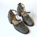 vintage 90's CHARCOAL SMOKE criss cross ankle strap shoes heels
