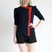 vintage 1980's ABSTRACT STRIPE navy blue red silk blouse