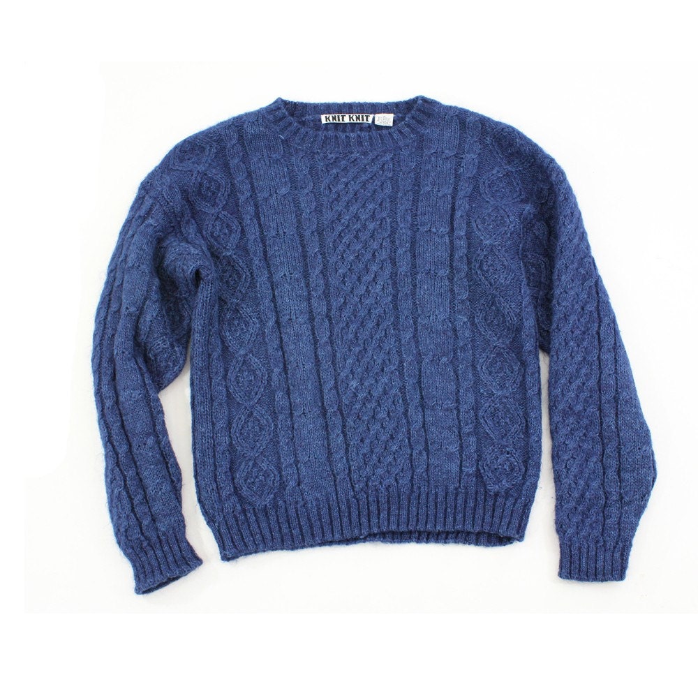 vintage 90's DEEP COBALT cable knit sweater by clevernettle