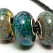 Envious Green Handmade Lampwork Beads - Sterling Silver Lined Charm Bracelet Beads (Set of 3) Fits Pandora Style - SRA