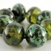 Lampwork Beads - Handmade Lampwork Glass Round Beads - Garden Fairies - Greens, Sparkle, Organic- SRA (Set of 8 Beads)