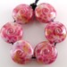 Tropical Punch - Lampwork Beads - Handmade Artisan Lampwork Glass 18mm Lentils - Pink, Purple - SRA (Set of 6 Beads)