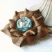 Gemdrop Leather Flower Pin in Forest Dew