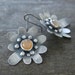 dahlia earrings - sterling silver and peach moonstone