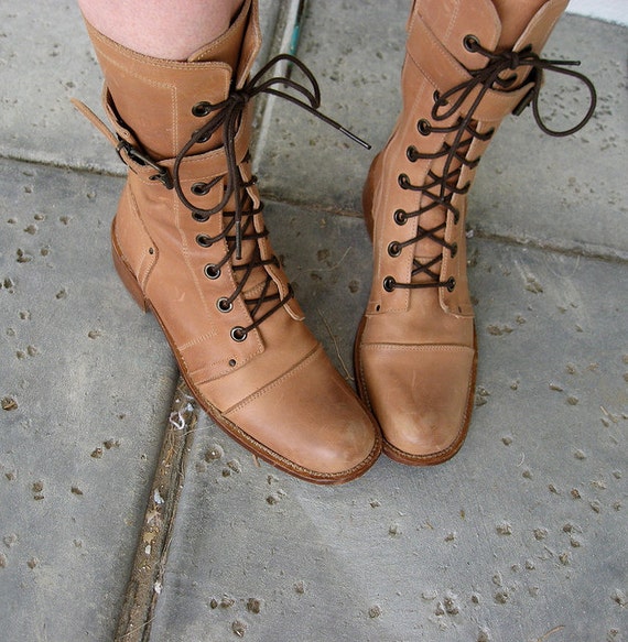 Vintage Spanish Leather Boots / Lace Up Buckle / by JoulesVintage