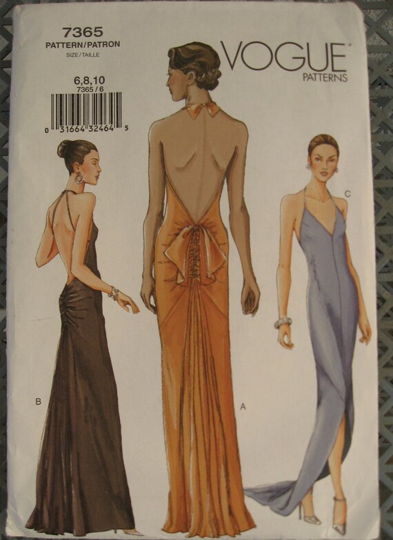 Vogue Patterns 7365 Bias Evening Dress Gown Size 6 8 10