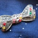 30s Deco Double Bow Pin - Vintage Pot Metal Brooch - Depression Era