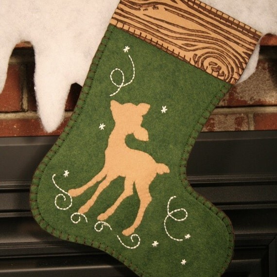 Woodland Deer Christmas Stocking