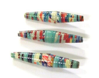 Paper Beads - 13 Large - Patriotic Confetti