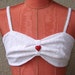 RESERVED: Roxie bow top in white lace with red heart