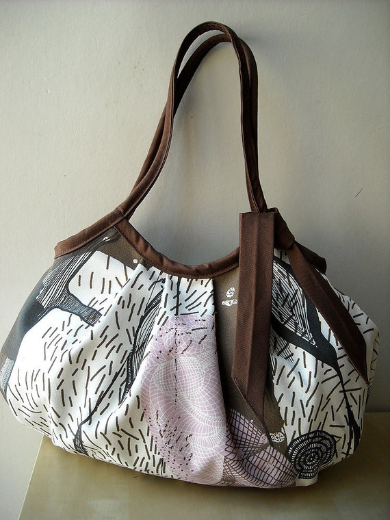 Forest Granny Bag Brown Twill Trim by CharmDesign on Etsy
