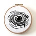 Alien Human Hybrid Eye Hand Embroidered Wall Plaque Hoop Art