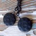 Moon and star earrings vintage black glass beads with etched stars and moon