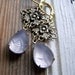 Lavender glass earrings vintage glass cabs with brass findings summer fashion Handmade by BlackStar