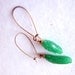 Pickle Earrings - vintage green glass pickles, antiqued brass earwires, cucumbers, gardener, Christmas pickle, gift under 25