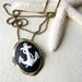 Anchor Necklace white anchor with black background cameo with antiqued brass ball chain also a brooch nautical fashion