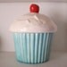 Ceramic Aqua Mint Cupcake Cookie Jar , PREORDER