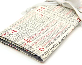 Large Knitting Needle Case Organizer - Hometown - 30 gray pockets for circular, straight, dpn, or paint brushes