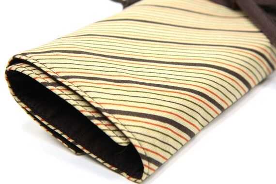 Knitting Needle Case - Chocolate Royale - IN STOCK Large Organizer 30 brown pockets for circular, straight, dpn, or brushes