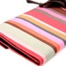 LARGE Knitting Needle Case Organizer PINK STRIPES 30 brown pockets for all sizes, circular, straight, dpn, or paint brushes