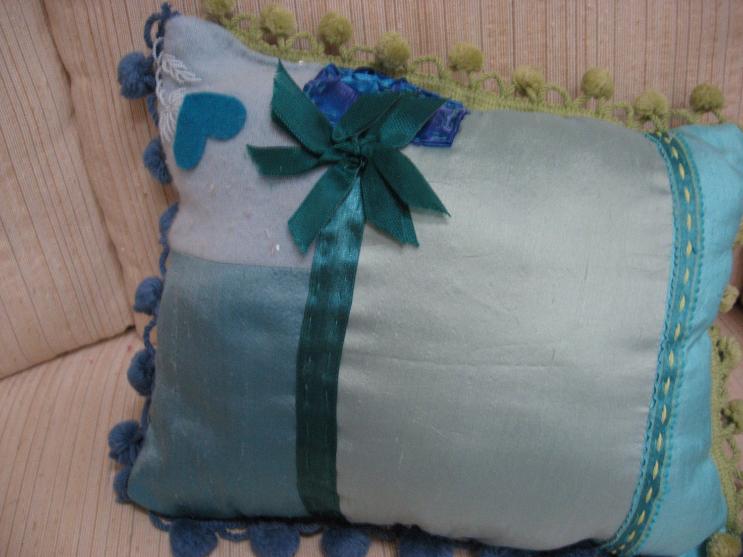 recycled and vintage fabric pillows by Lifewithbird on Etsy
