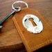 Cognac Leather Key Fob with Escutcheon and Vintage Key - Lincey Keyhole Key Ring