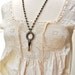 Vintage Key Necklace with Filigree Brass Bead Chain - Gypsy Boho Pendant