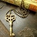 The Gardener ... Antique Brass Vintage Skeleton Key Necklace ... Collectible