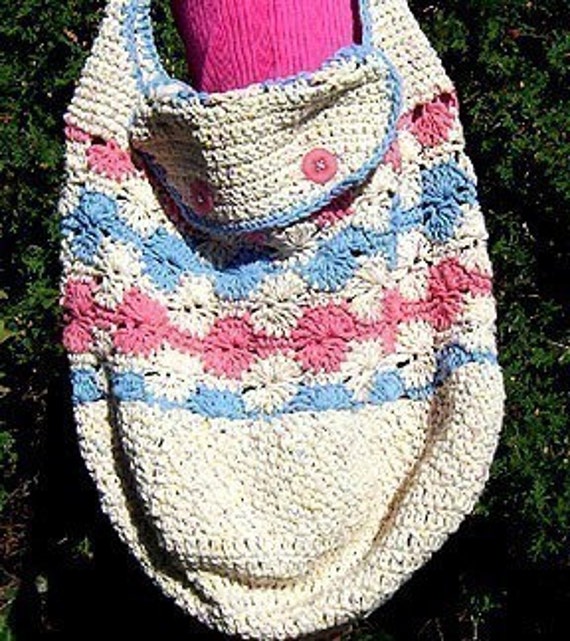 Crochet Pattern, Tote Bag with Button Flap