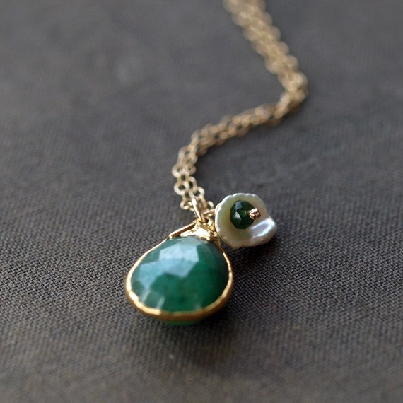 Emerald and Clover Necklace