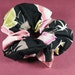 Japanese Kimono fabric Scrunchie - Morning glory on Black