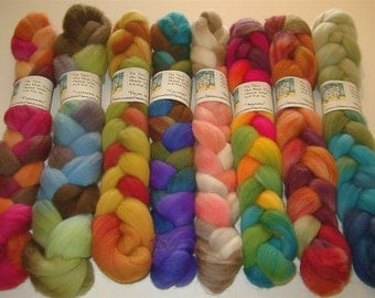 SAMPLE BOX SURPRISE Hand Painted Polwarth Wool Rovings