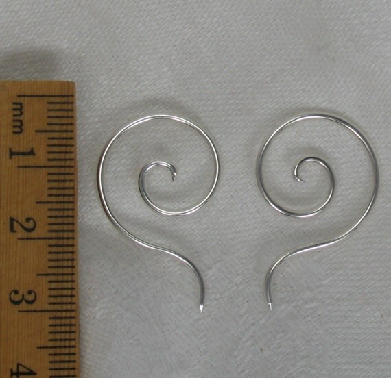 Spiral drop Earrings 16 guage Sterling Silver. pair 3s
