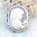 Cameo Brooch or Pendant Dark Blue and White
