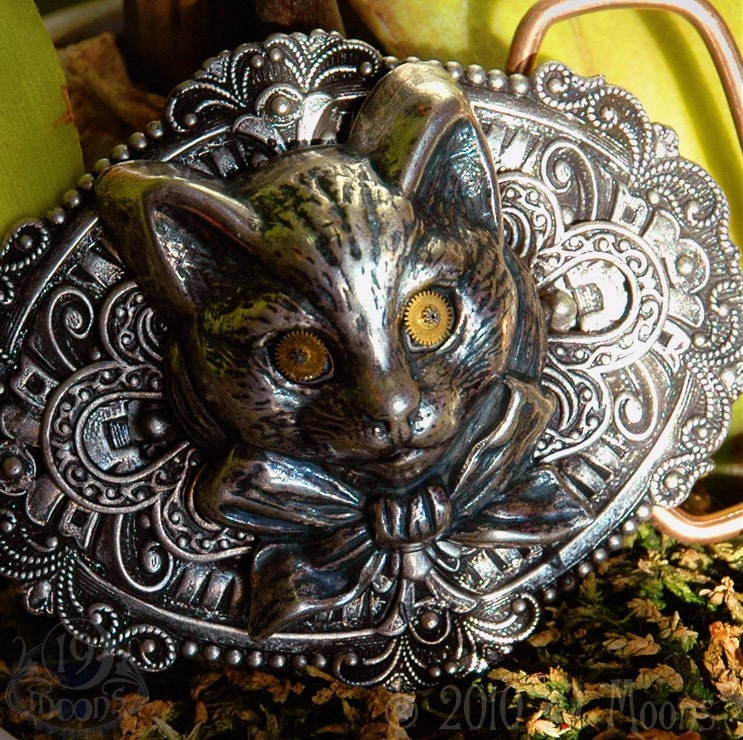 CHESHIRE CAT Steampunk Style Belt Buckle 19 Moons by 19Moons