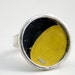 Yellow Moon Round Silver Ring Vintage License Plate Metal