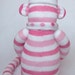 pink striped sock monkey