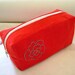 SALE Red Corduroy Hand Embroidered Cosmetic Pencil Bag
