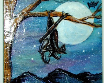 Bats Night Scene with Full Moon Jewelry Box