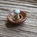 Wood Grain Pottery Tray with Blue Mushroom - Faux Bois
