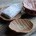 CLEARANCE - Set of Four Brown Glazed Wood Grain Pottery Trays - Faux Bois